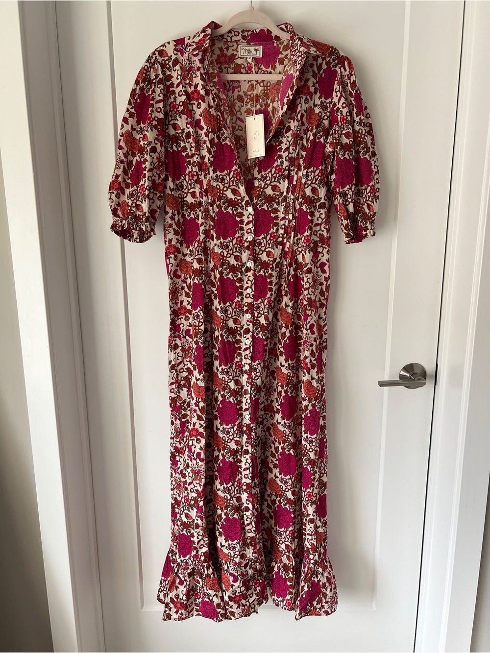 Mille Laurel Dress Floral Maxi in Pondicherry (Fuchsia and Cream) - NWT!! - Picture 2 of 16